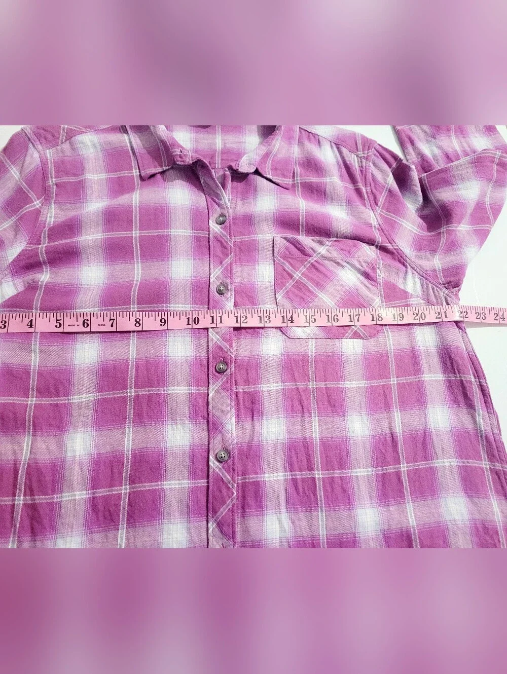 Eddie Bauer Women’s Size XL Pink Plaid Flannel Shirt 100% Cotton Button Front - Picture 6 of 11